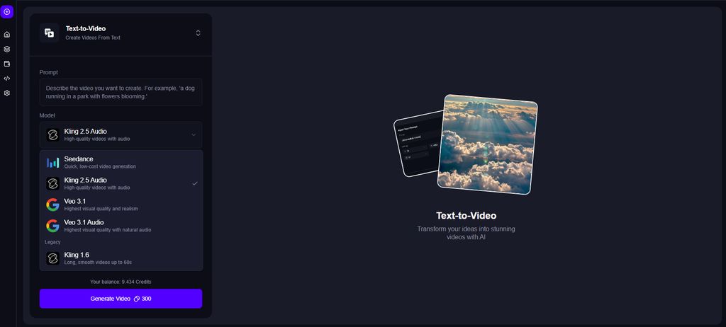 Magic Hour's text-to-video feature interface generating a realistic short-form video