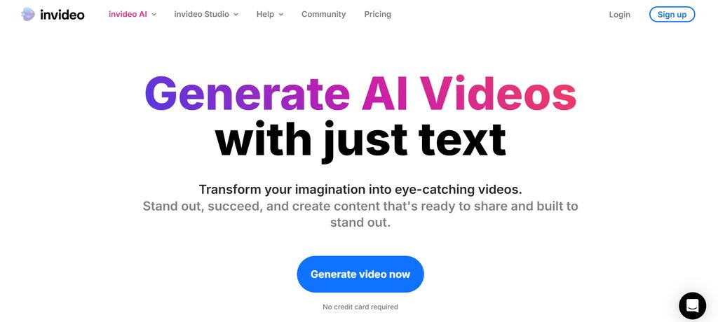 InVideo AI dashboard displaying text-to-video workflow with multi-scene TikTok-style video previews and stock footage