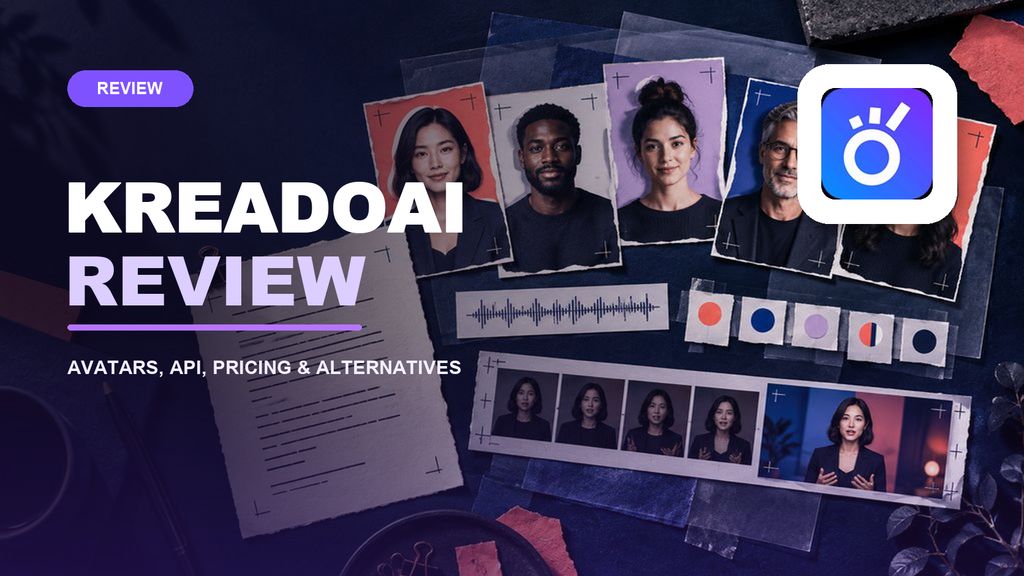 KreadoAI review cover with the official KreadoAI logo and avatar-video workflow imagery