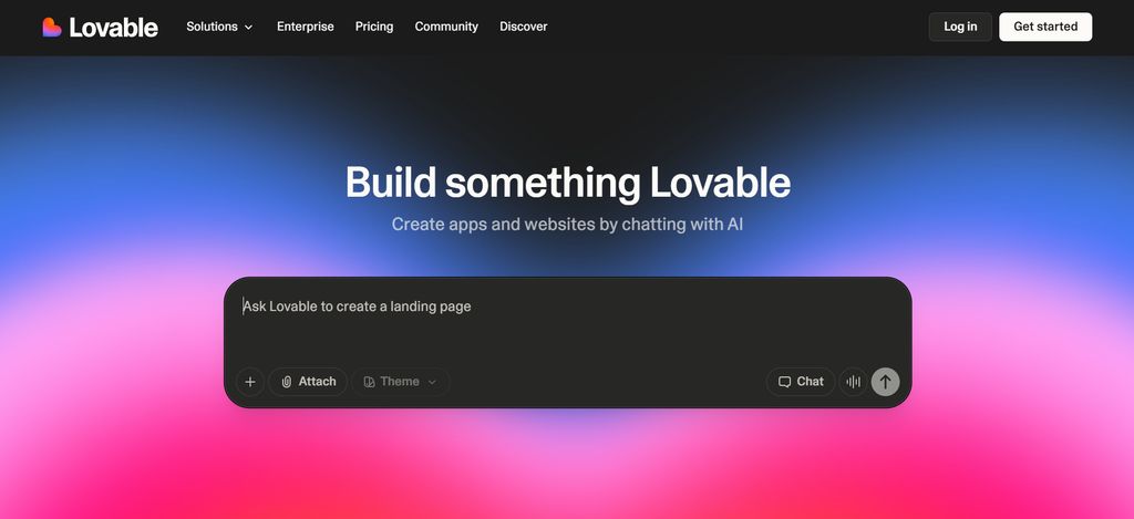 Lovable AI interface for building full-stack web apps without code