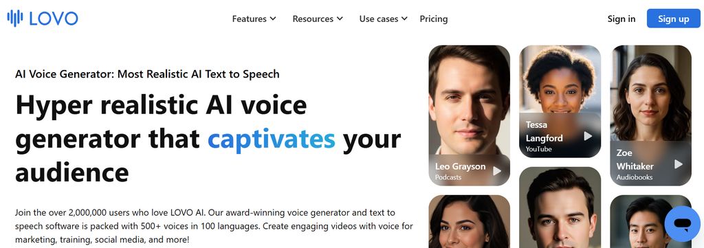 LOVO AI (Genny) is a voice generation platform focused on accessibility, speed, and a wide selection of prebuilt voices.