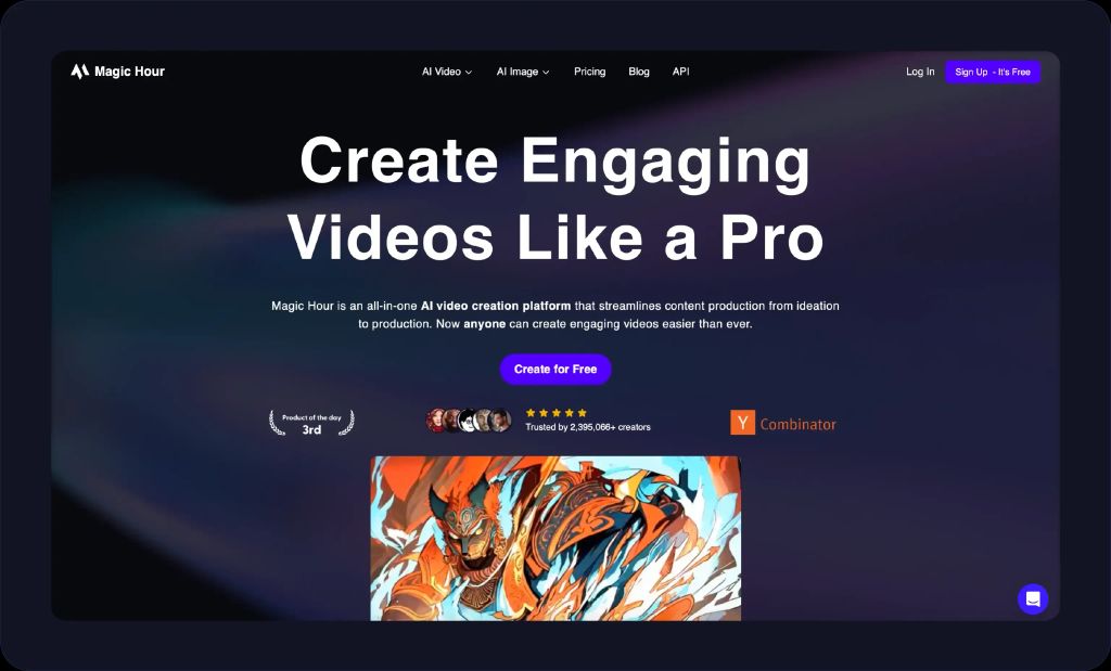 Screenshot of Magic Hour website