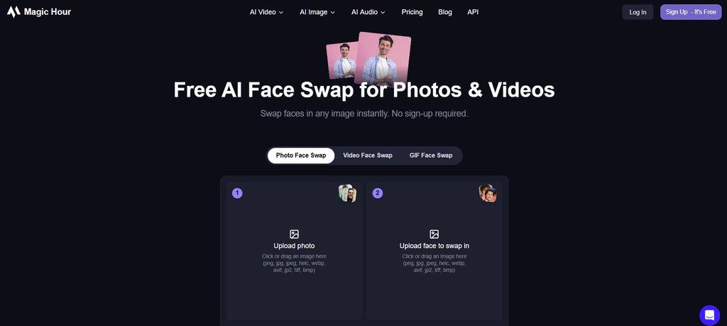 Magic Hour AI face swap tool interface for video content creators