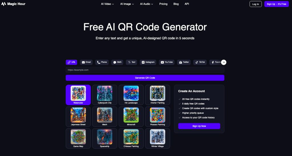 Screenshot of Magic Hour QR code feature