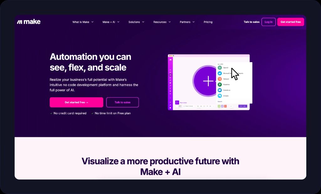 Make.com creative automation platform screenshot.