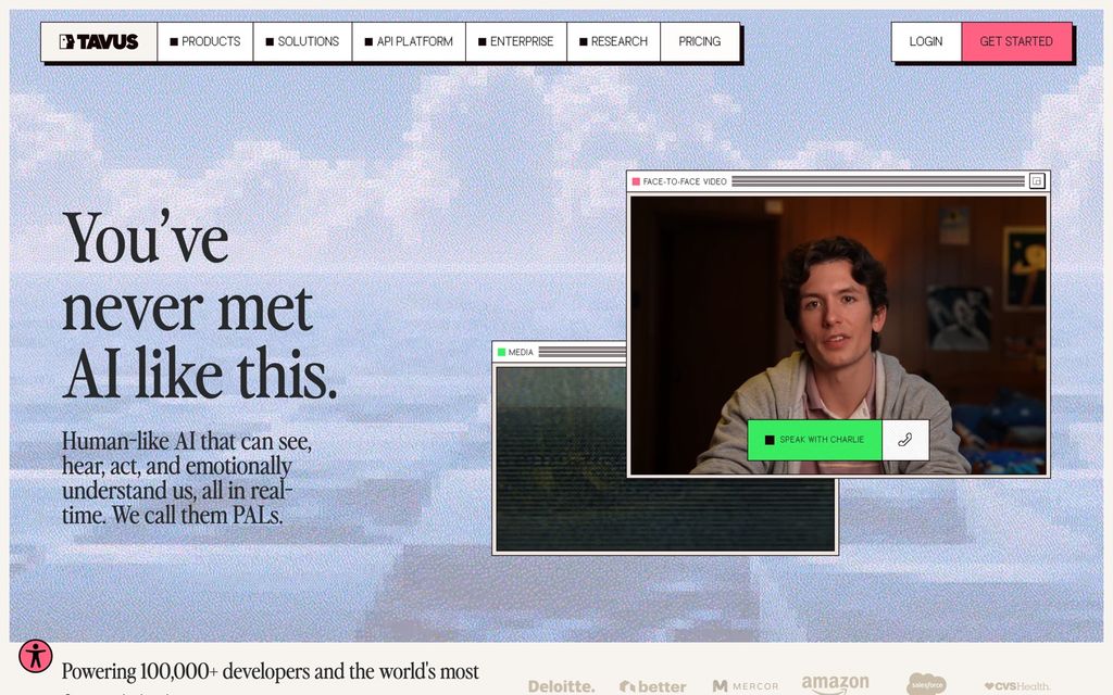 Tavus homepage: conversational video interface