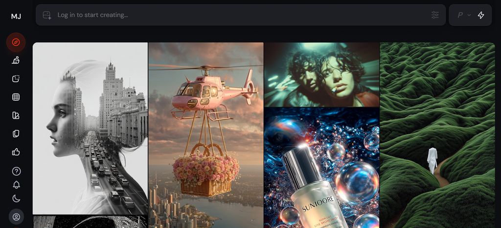 Midjourney creative image collage showing fantasy and stylized outputs