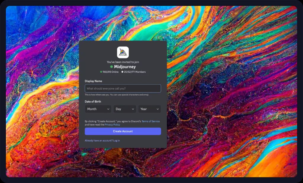 Screenshot of the Midjourney homepage.