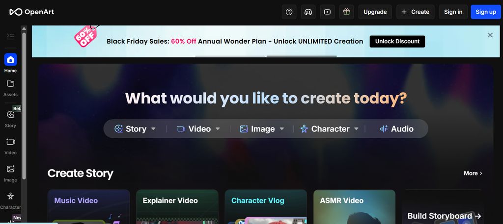 OpenArt AI interface showing multiple AI model options, txt2img, img2img, and inpainting tools for creative image generation.