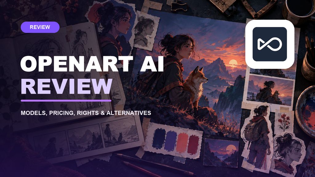 OpenArt AI review cover with the official OpenArt logo and AI image creation imagery