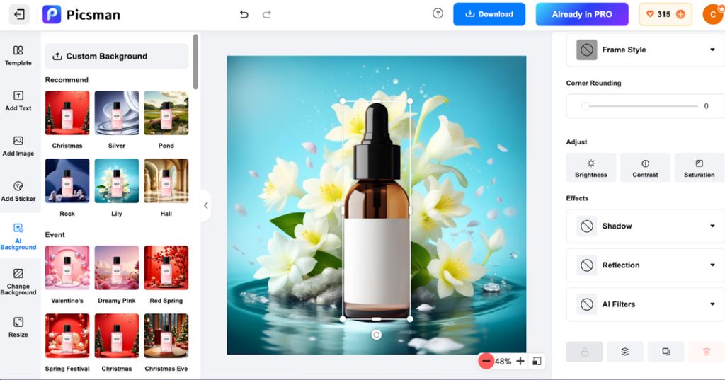 screenshot of Picsman that creating a sample