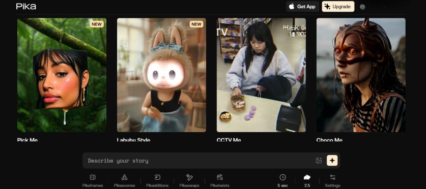 Pika AI video generator interface used for fast text to video creation