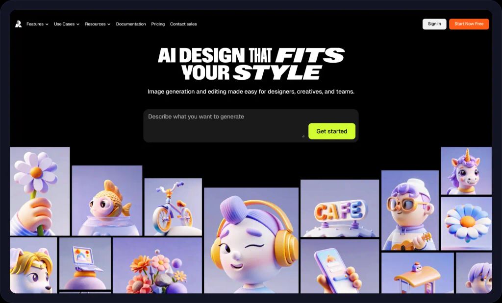 Screenshot of the Recraft homepage