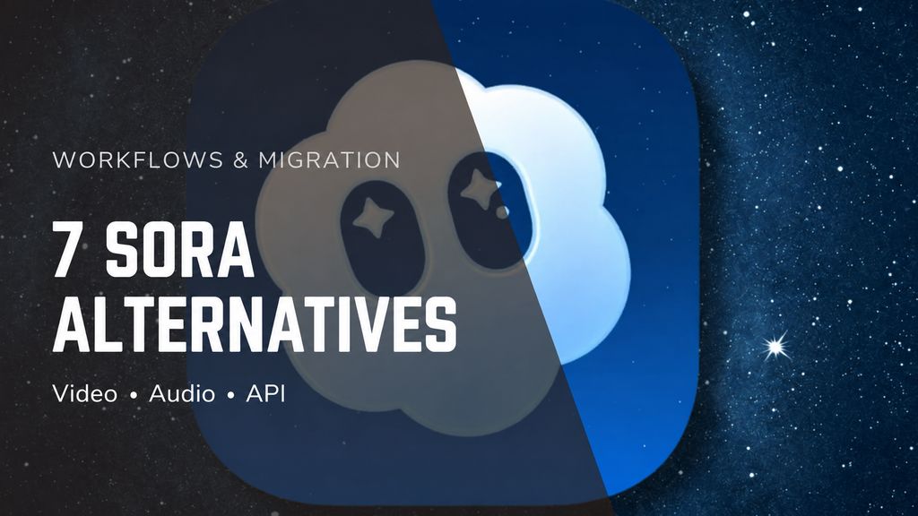 Illustrated cover: 7 Sora Alternatives, workflows and migration for video, audio and API projects