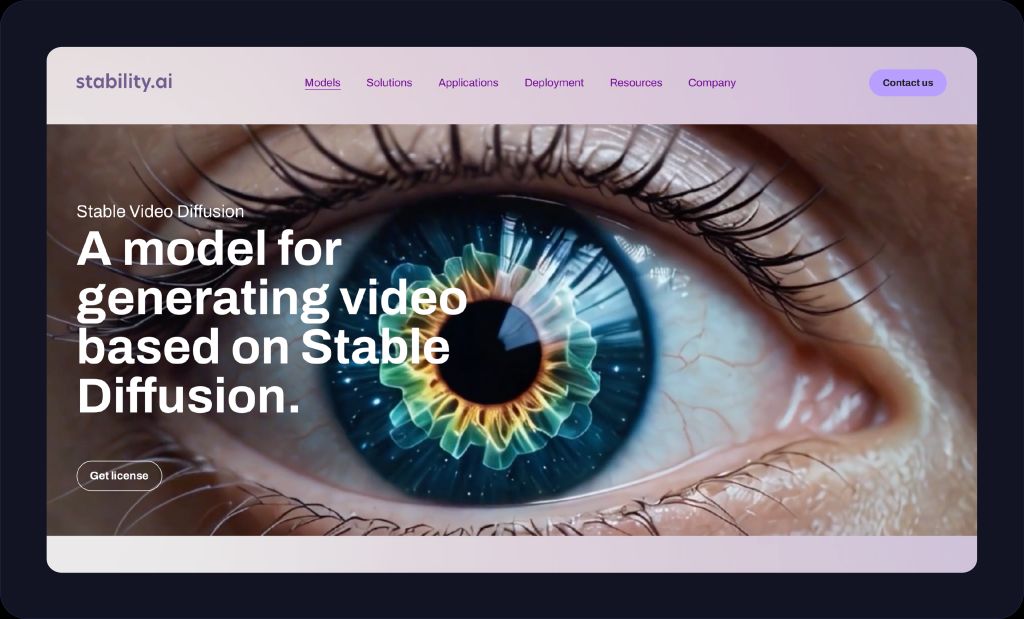 Stable Video Diffusion homepage.