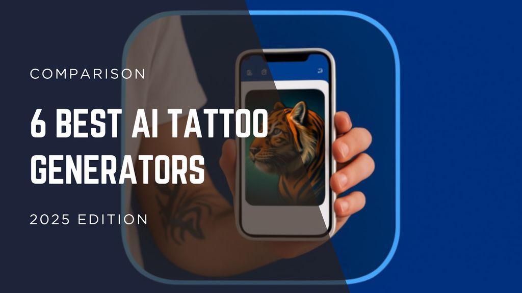 Collage of realistic AI-generated tattoos, representing top 6 AI tattoo generators in 2025