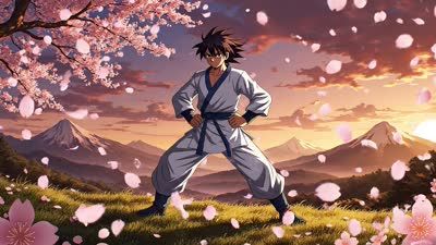 Workflow recipe output preview: Kung Fu in Sakura Forest