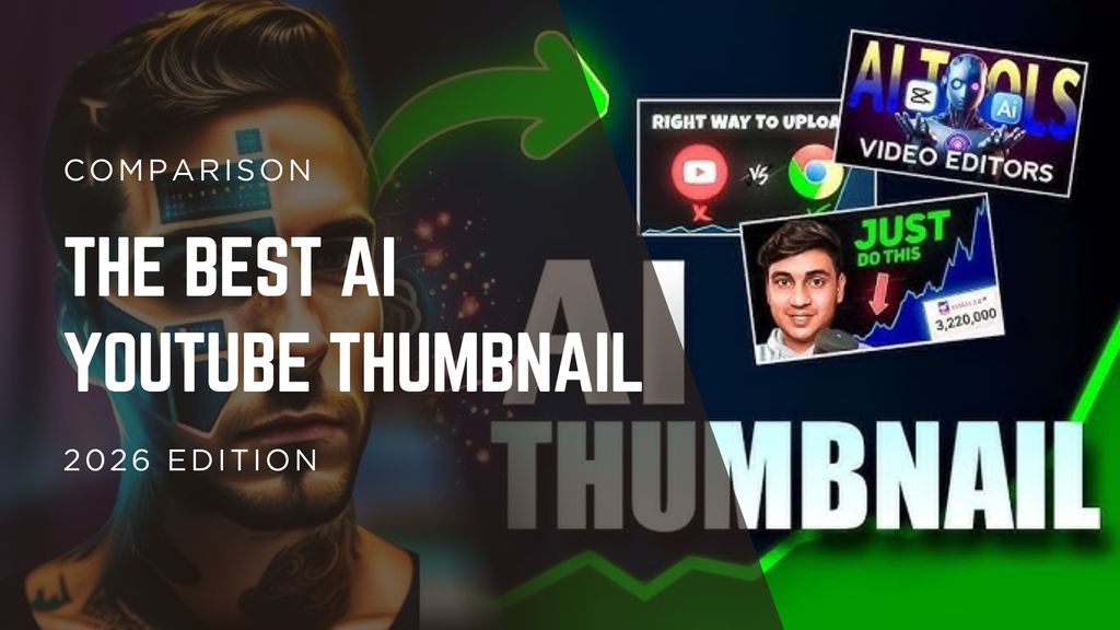 AI-generated YouTube thumbnails showcasing vibrant colors, expressive faces, and modern design elements for tech, gaming, and lifestyle channels